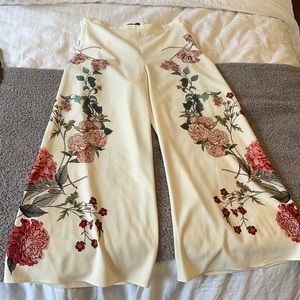 Wide leg floral pants